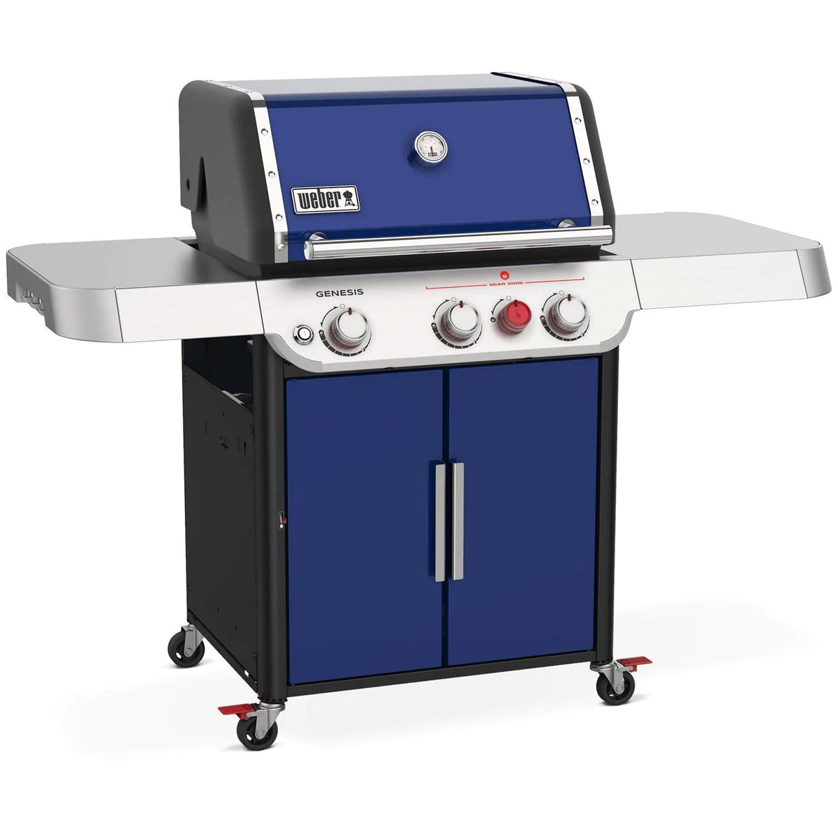 Three-Burner Gas Barbecue with Sear Zone and LED Lights - Blue