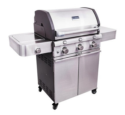 Three-burner gas barbecue with side burner in stainless steel - view 3