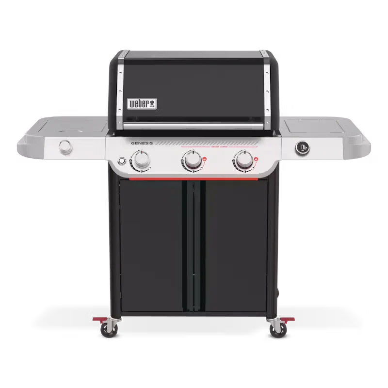 Three-burner propane gas barbecue with digital thermometer