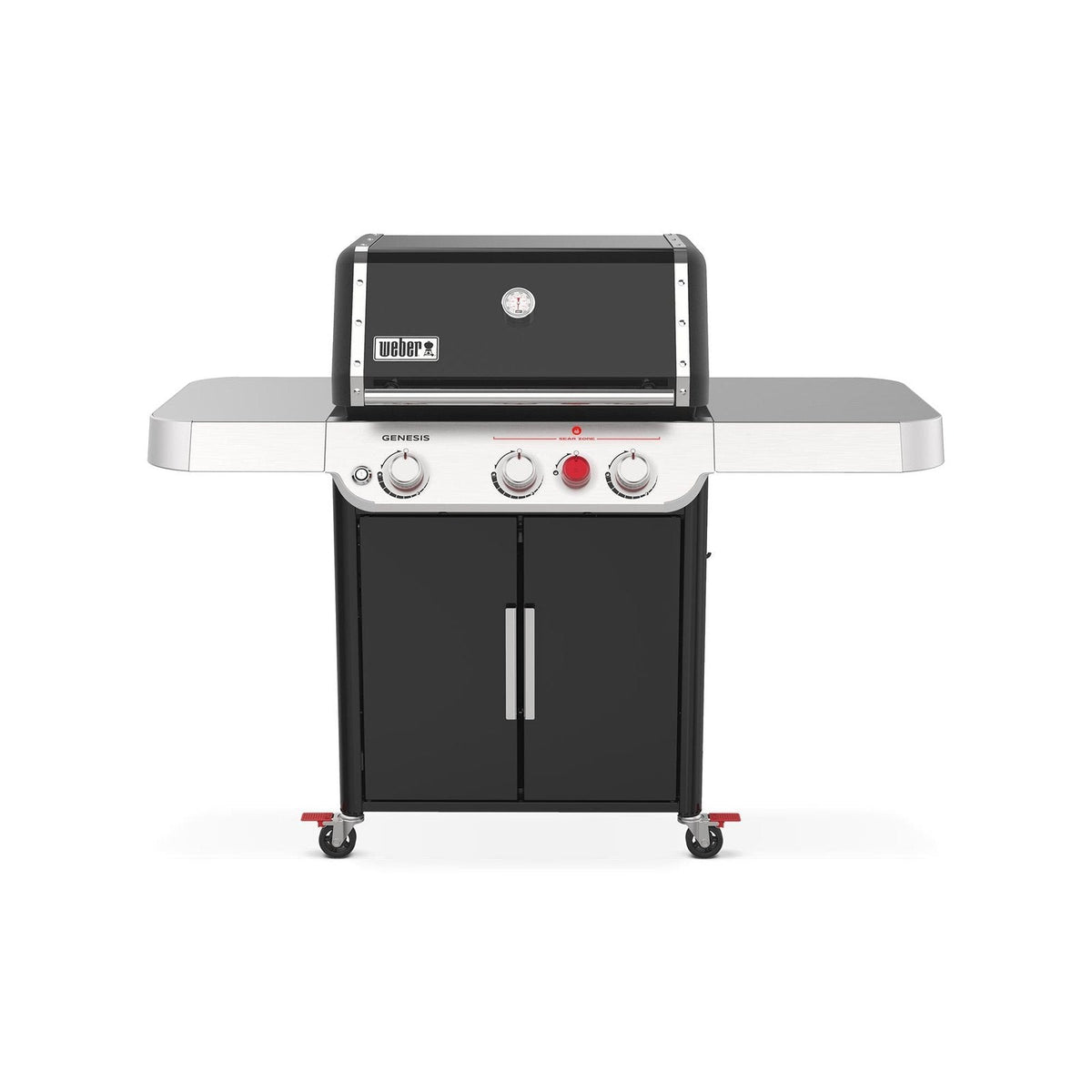 Three-burner propane gas BBQ with sear burner and side burner