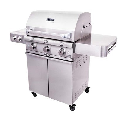 Three-Burner Stainless Steel Gas Barbecue with Side Burner and Cabinet - view 2