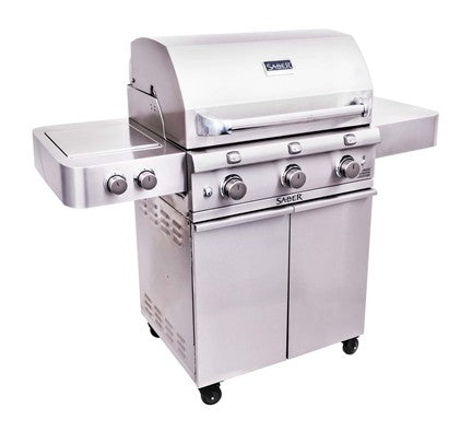 Three-Burner Stainless Steel Gas Barbecue with Side Burner and Cabinet - view 4