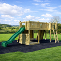 Timber Climbing Frame Twin Towers with Slide, Bridge, Climbing Wall and Net
