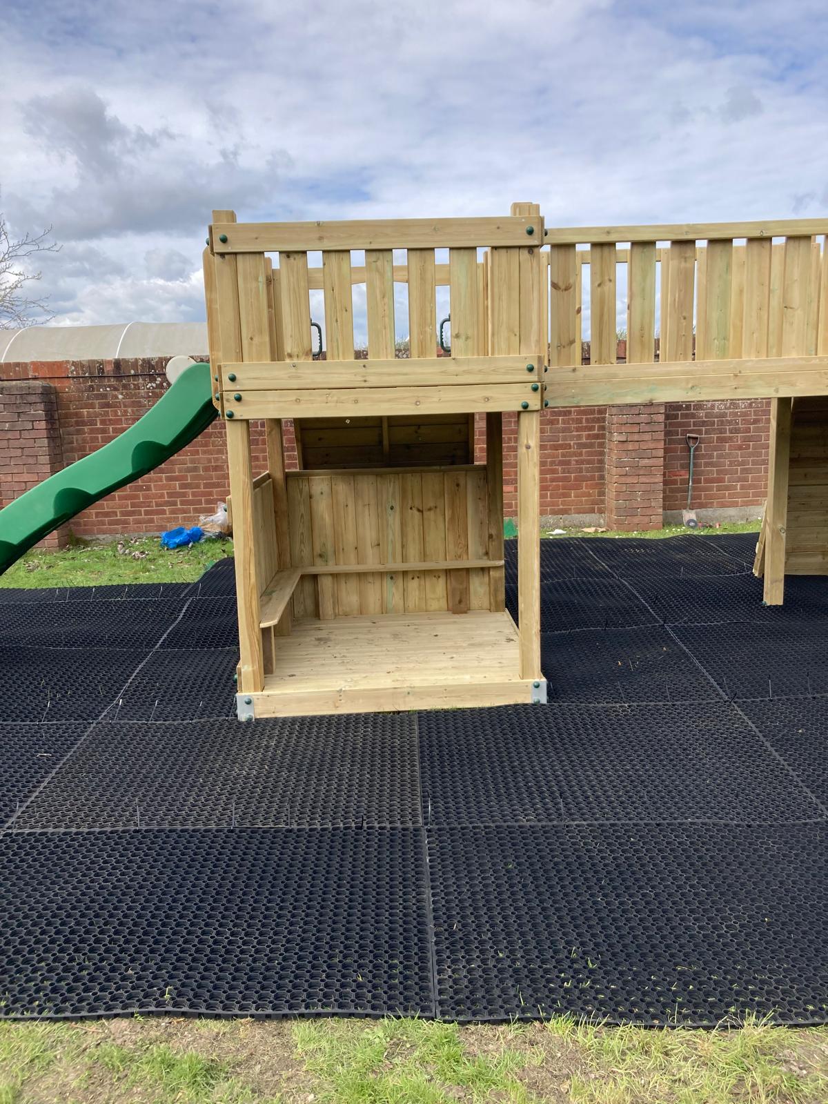 Timber Climbing Frame Twin Towers with Slide, Bridge, Climbing Wall and Net - view 5