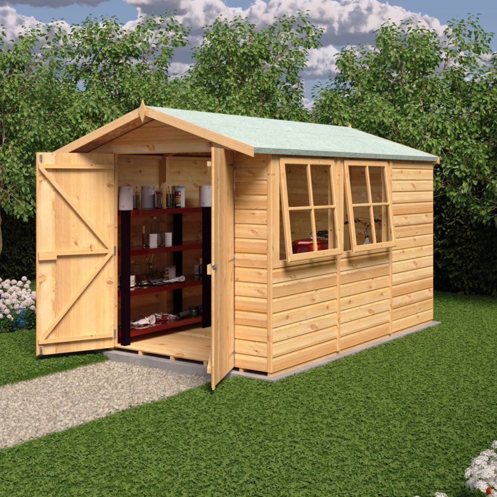 Timber Shiplap Apex Garden Shed 3 x 2.1 m (10 x 7 ft) with Double Doors - image 2