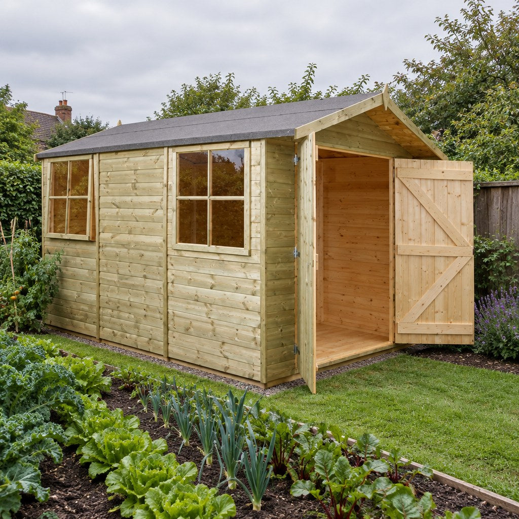 Timber Shiplap Apex Garden Shed 3 x 2.1 m (10 x 7 ft) with Double Doors - image 3