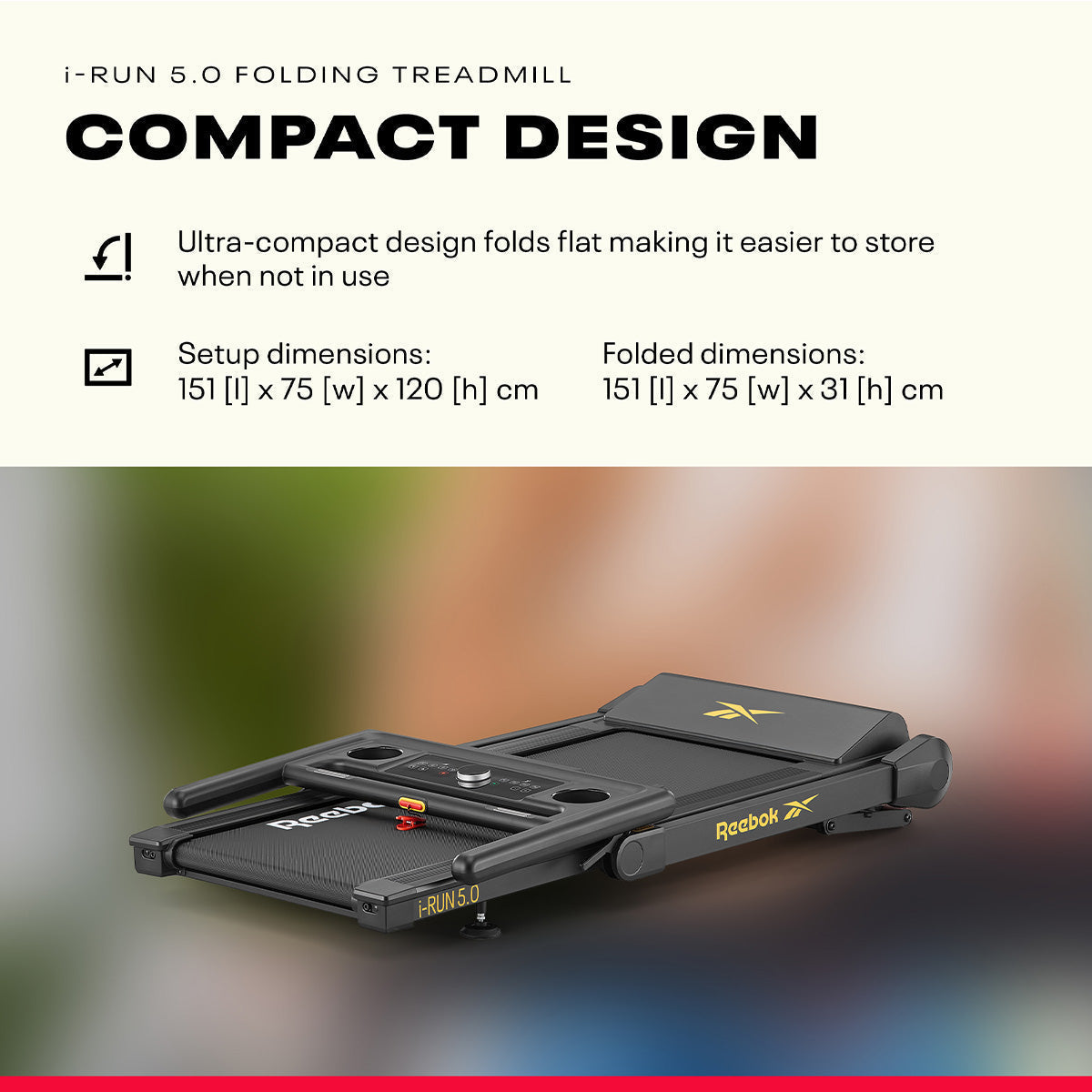 Ultra-compact folding treadmill, 15 km/h, 12-level incline, folds to 31 cm - view 3
