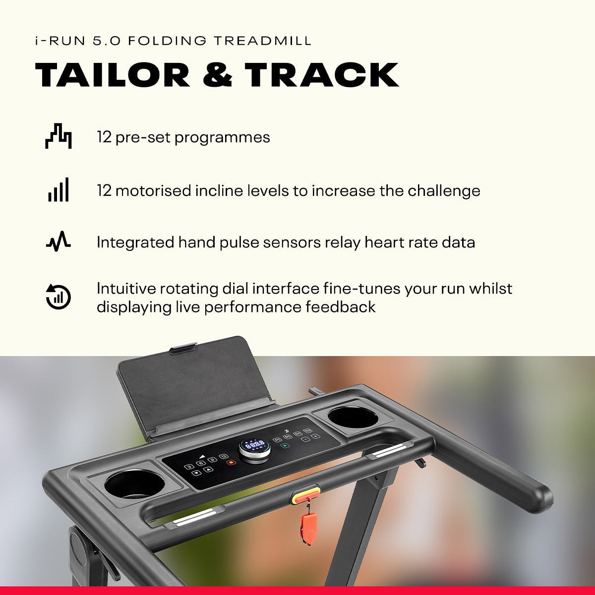 Ultra-compact folding treadmill, 15 km/h, 12-level incline, folds to 31 cm - view 9