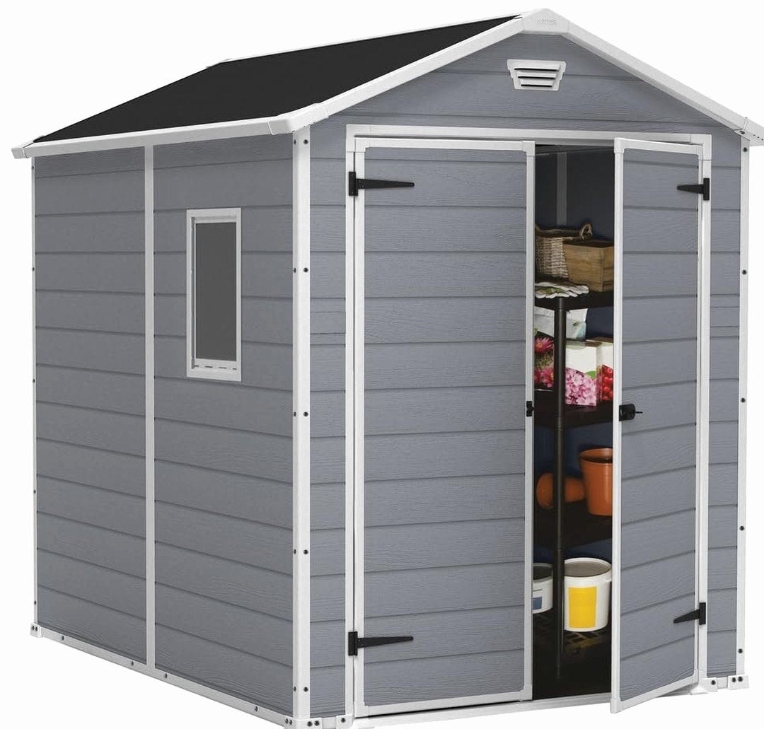 UV Resistant Plastic Garden Shed 6 x 8ft Grey - image 1