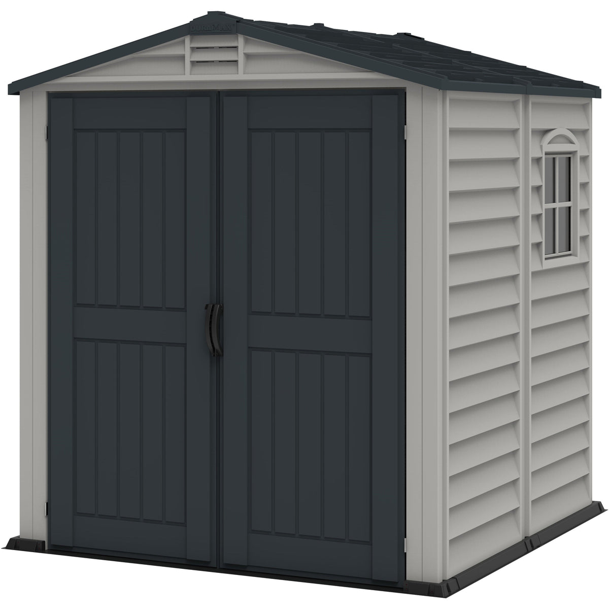 Vinyl Garden Shed 1.8 x 1.8 m (6 x 6 ft) with Moulded Floor Light Grey - image 1