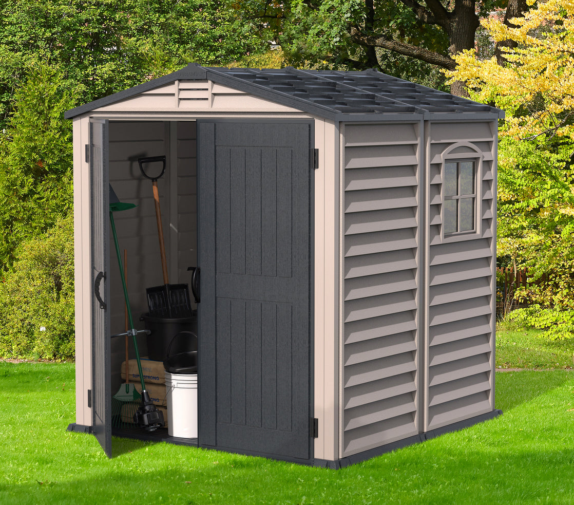Vinyl Garden Shed 1.8 x 1.8 m (6 x 6 ft) with Moulded Floor Light Grey - image 2