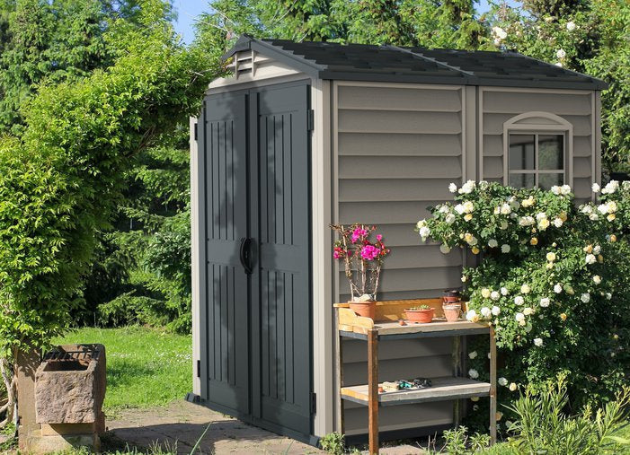 Vinyl Garden Shed 1.8 x 1.8 m (6 x 6 ft) with Moulded Floor Light Grey - image 3