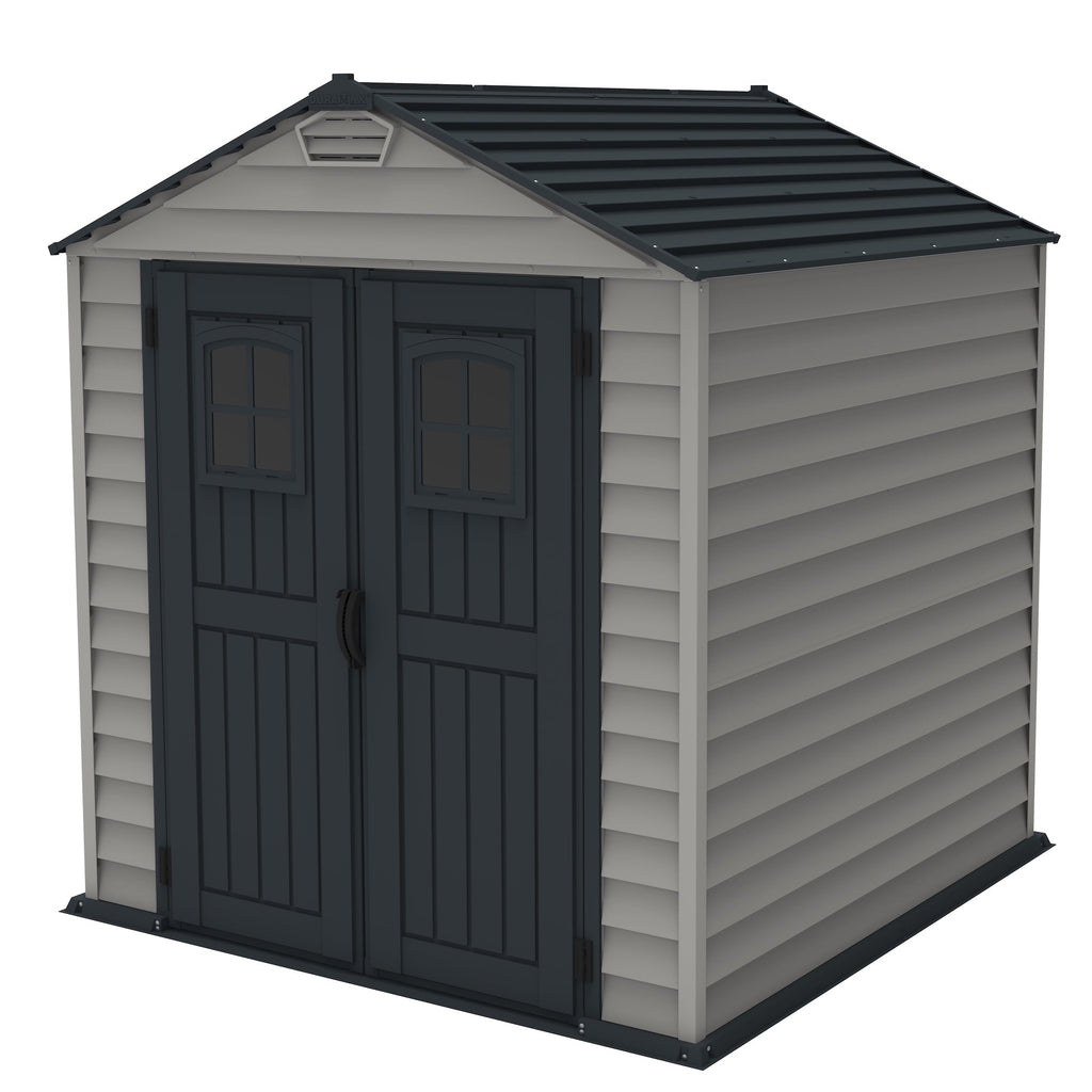 Vinyl Garden Shed 2.1 x 2.1 m (7 x 7 ft) with Moulded Floor and Windowed Doors - image 1