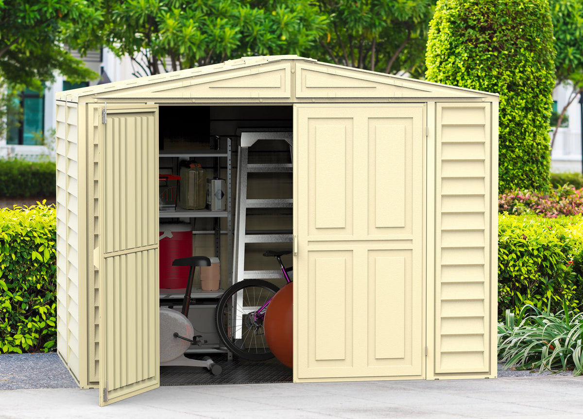 Vinyl Garden Shed 2.4 x 1.6 m (8 x 5.3 ft) with Foundation Kit - Ivory - image 2