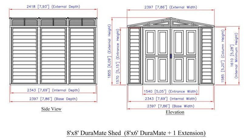 Vinyl Garden Shed 2.4 x 2.4 m (8 x 8 ft) with Foundation Kit - Ivory - image 11