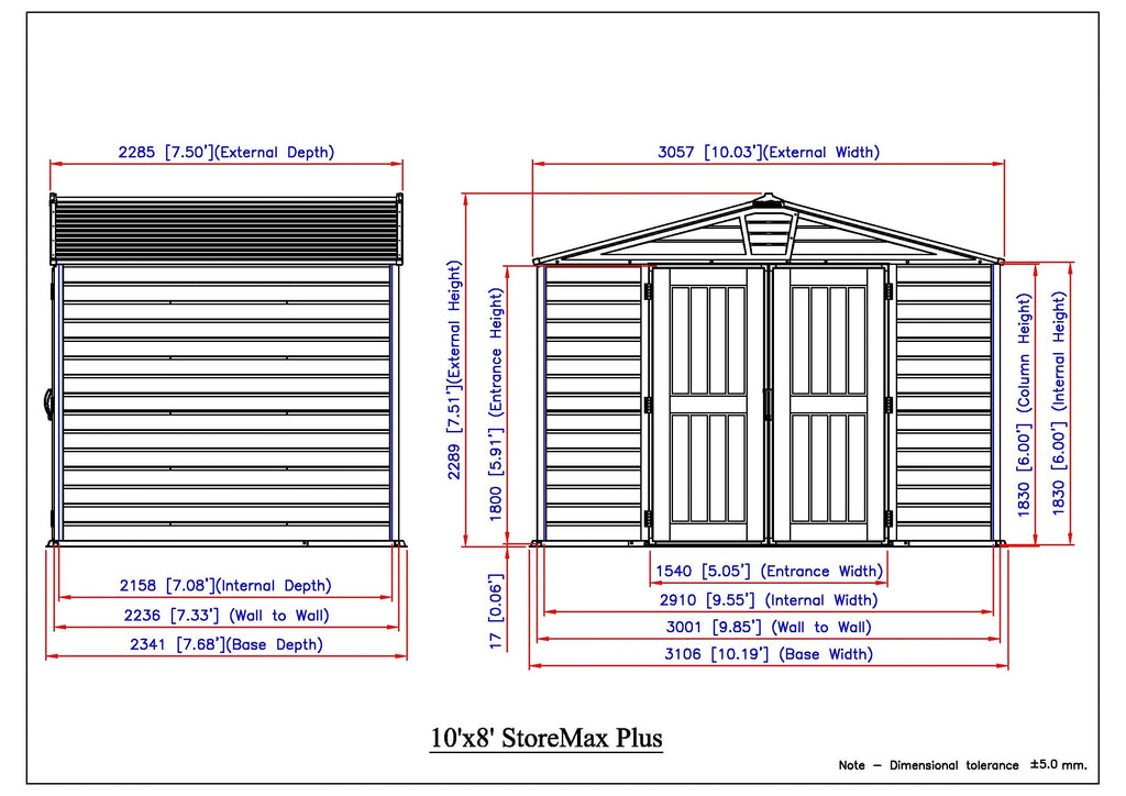 Vinyl Garden Shed 3.2 x 2.4 m (10.5 x 8 ft) with Moulded Floor and Roof Light - image 16