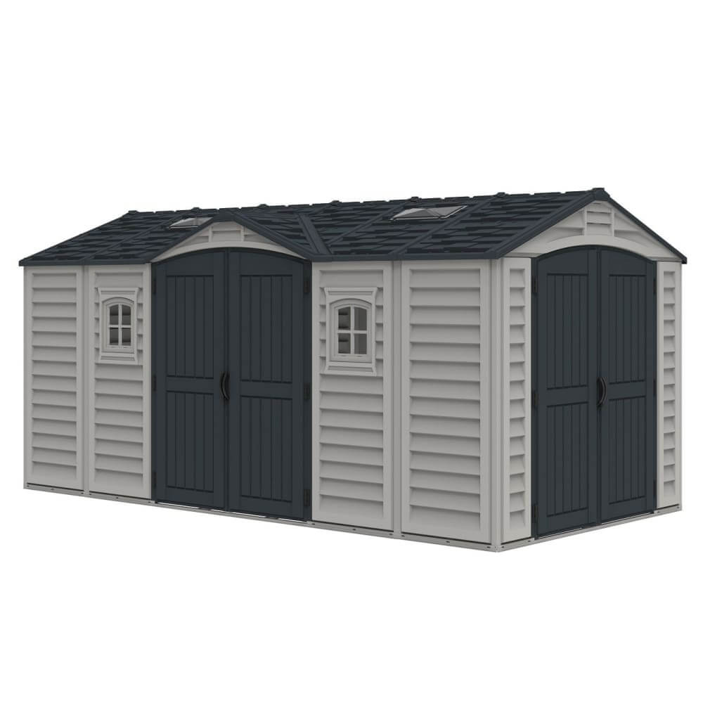 Vinyl Garden Shed 4.8 x 2.5 m (15 x 8 ft) with Side Doors and 2 Windows - image 1