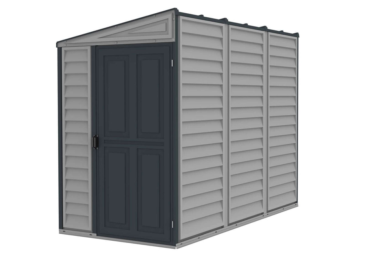 Vinyl Lean-To Shed 2.4 x 1.2 m (4 x 8 ft) with Foundation Kit - Grey - image 1