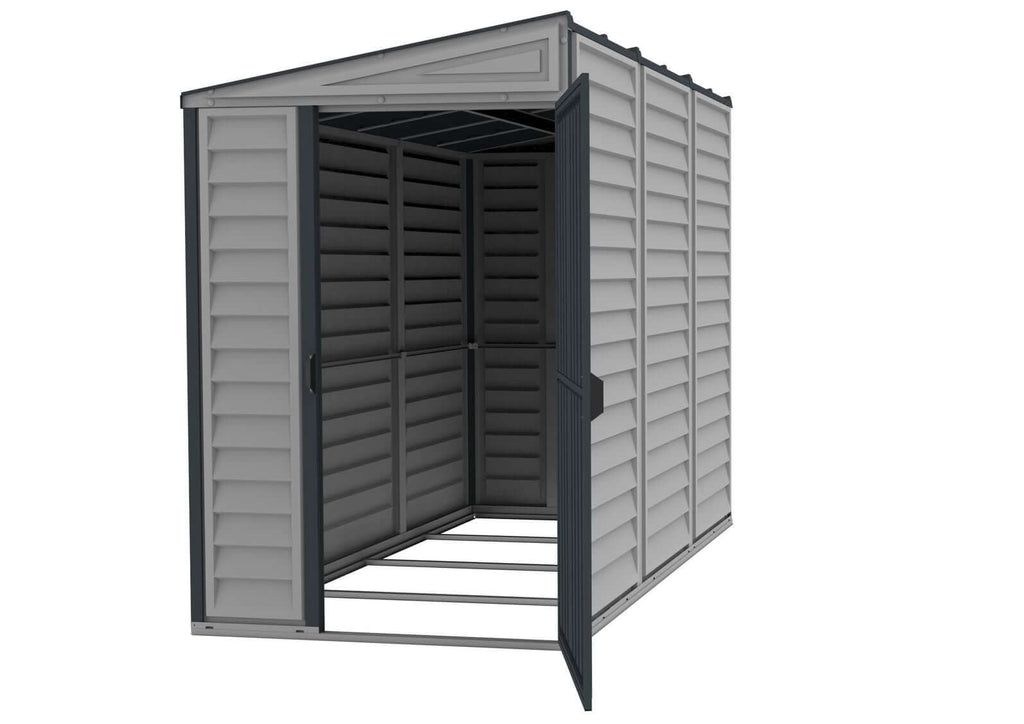 Vinyl Lean-To Shed 2.4 x 1.2 m (4 x 8 ft) with Foundation Kit - Grey - image 2