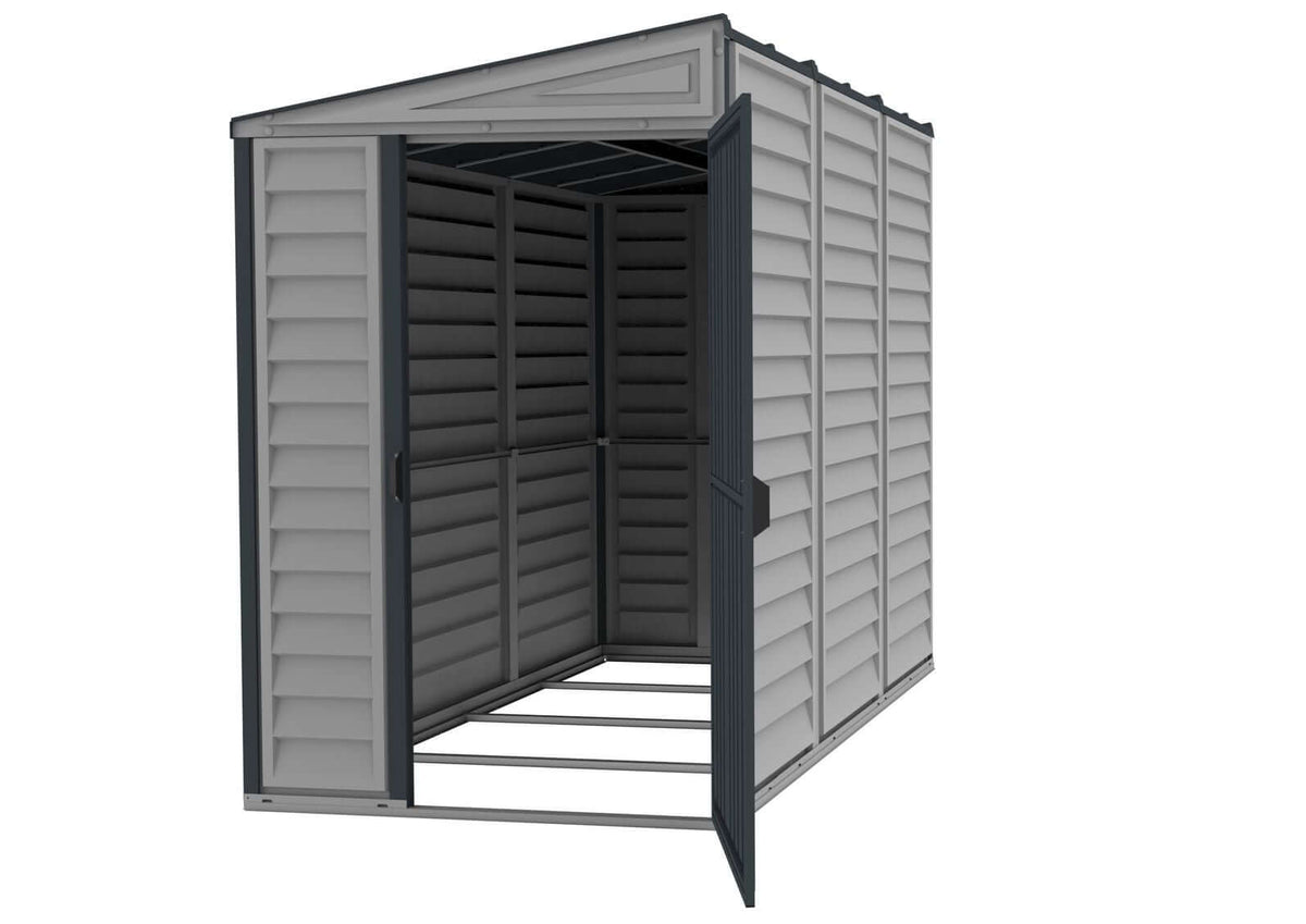 Vinyl Lean-To Shed 2.4 x 1.2 m (4 x 8 ft) with Foundation Kit - Grey - image 2