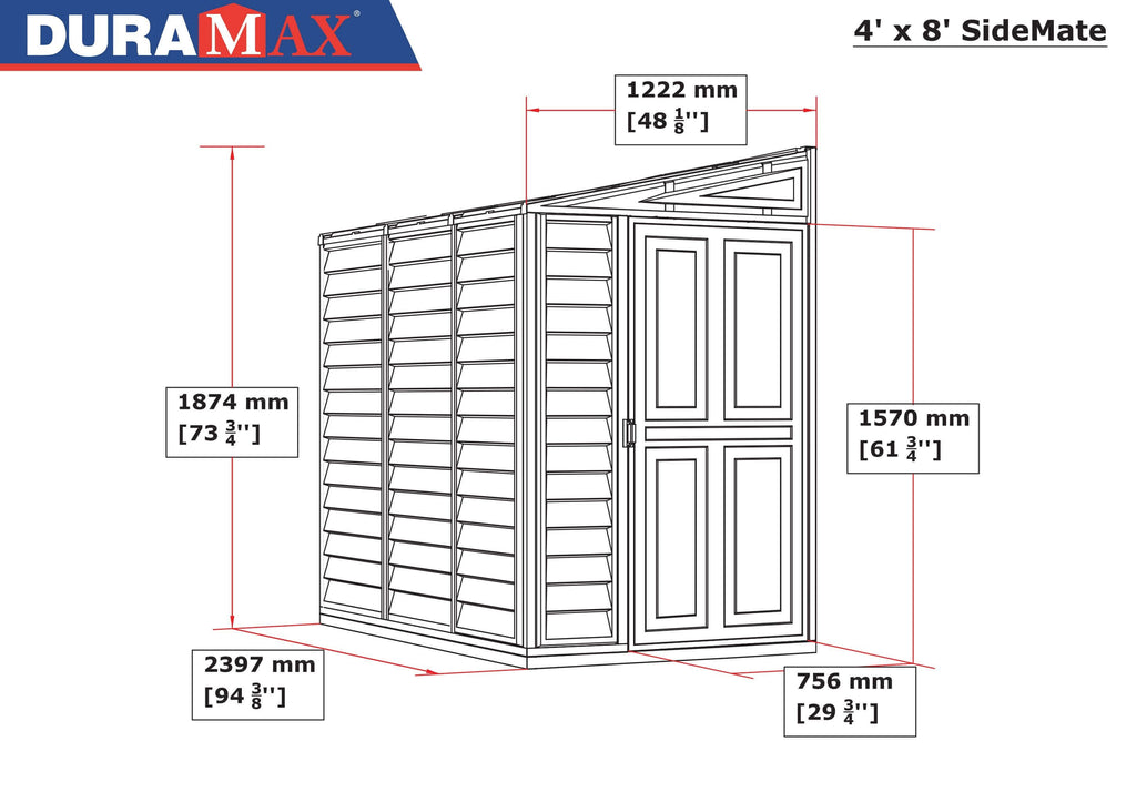 Vinyl Lean-To Shed 2.4 x 1.2 m (4 x 8 ft) with Foundation Kit - Grey - image 7