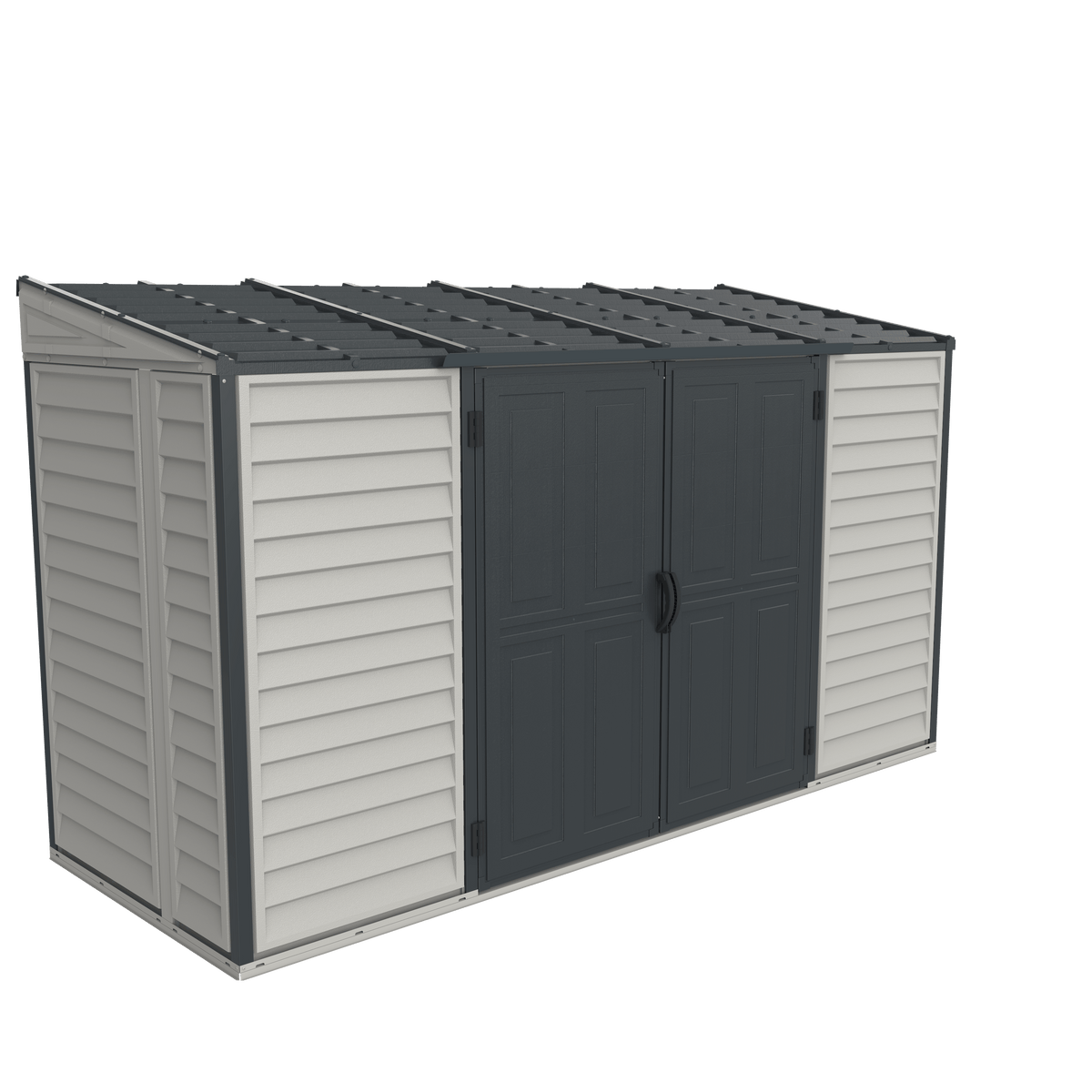 Vinyl Lean-To Shed 3.2 x 1.2 m (10 x 4 ft) with Foundation Kit - Grey - image 1