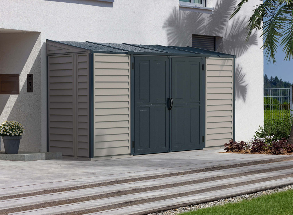 Vinyl Lean-To Shed 3.2 x 1.2 m (10 x 4 ft) with Foundation Kit - Grey - image 12