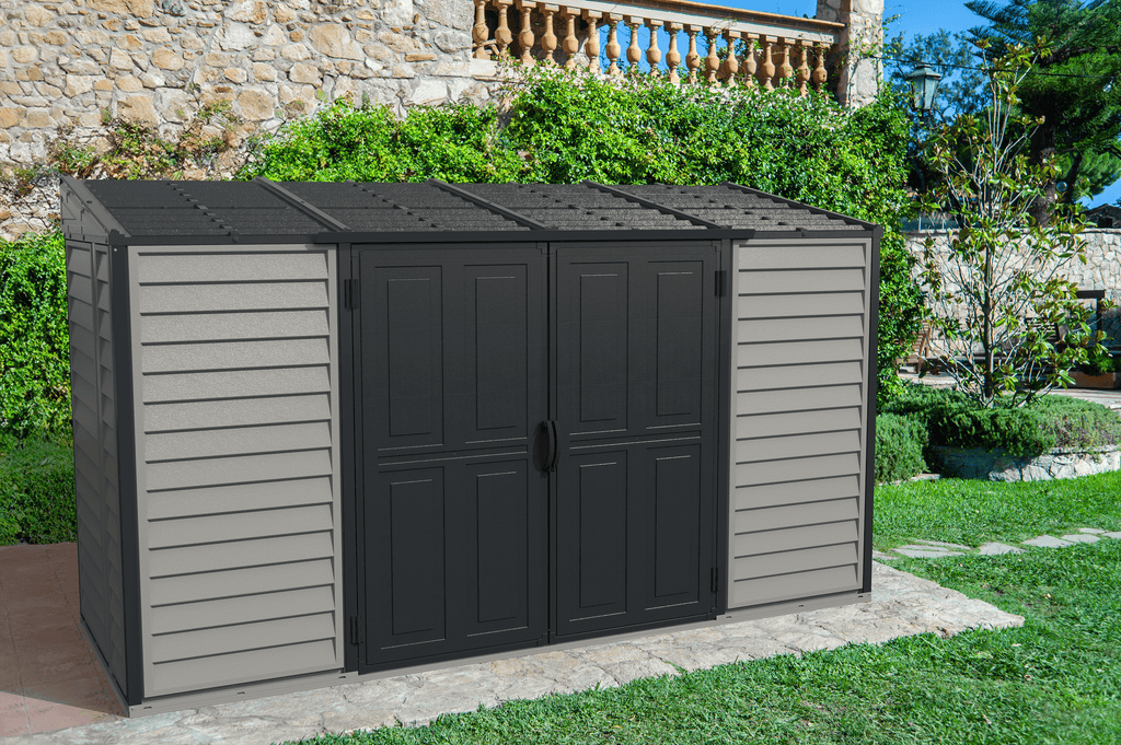 Vinyl Lean-To Shed 3.2 x 1.2 m (10 x 4 ft) with Foundation Kit - Grey - image 13