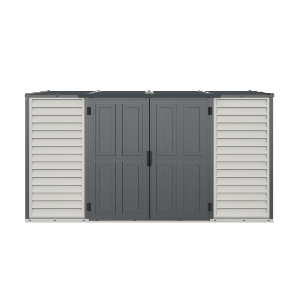 Vinyl Lean-To Shed 3.2 x 1.2 m (10 x 4 ft) with Foundation Kit - Grey - image 2