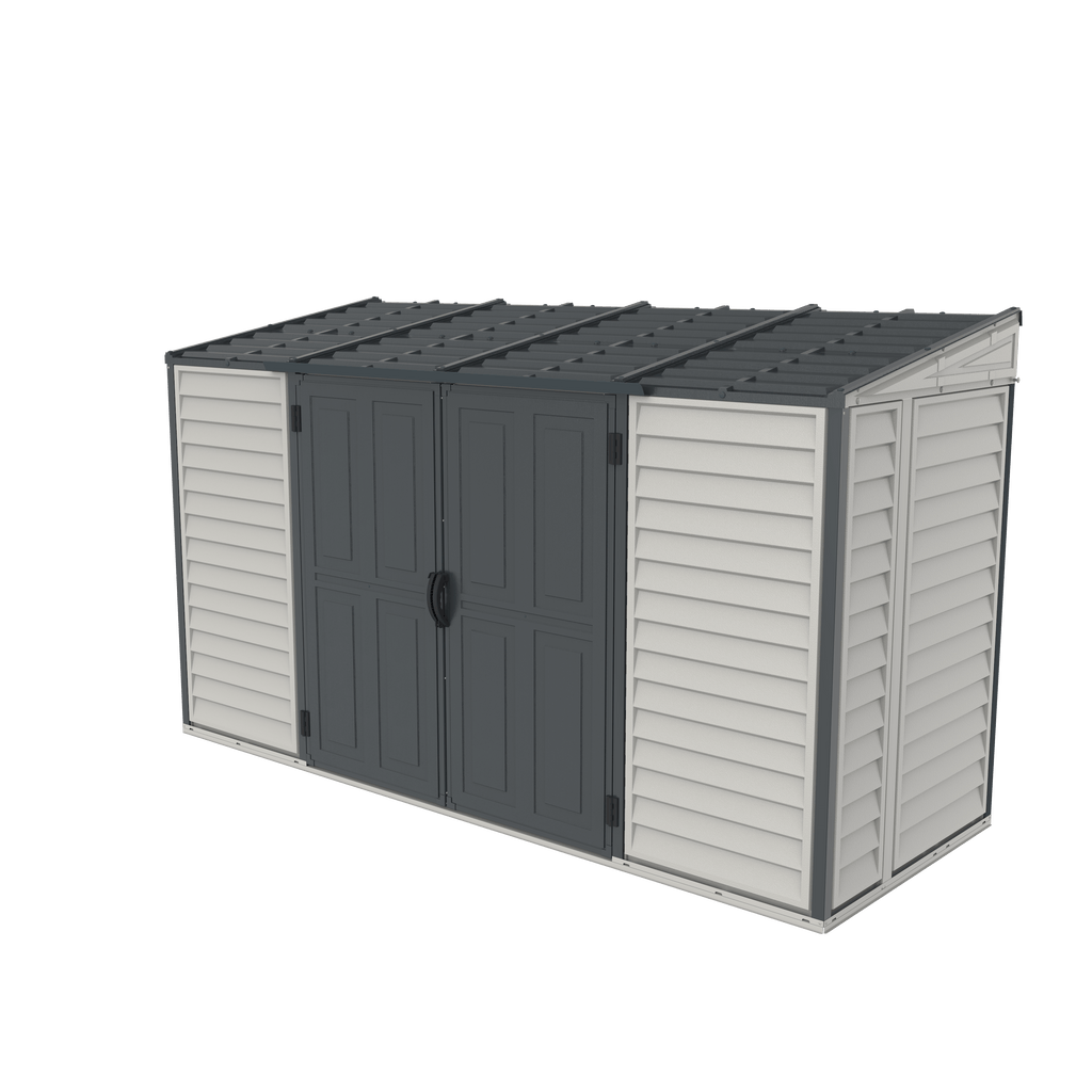 Vinyl Lean-To Shed 3.2 x 1.2 m (10 x 4 ft) with Foundation Kit - Grey - image 4