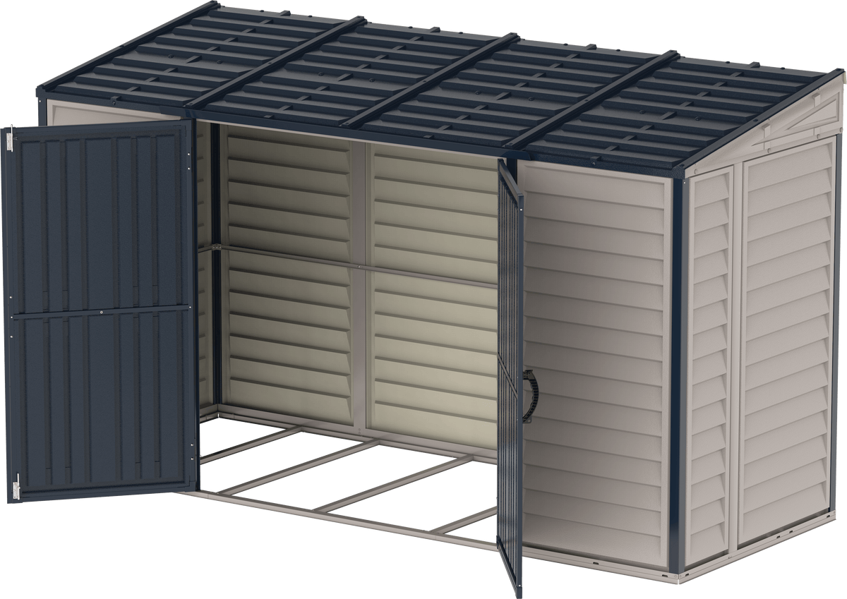 Vinyl Lean-To Shed 3.2 x 1.2 m (10 x 4 ft) with Foundation Kit - Grey - image 5