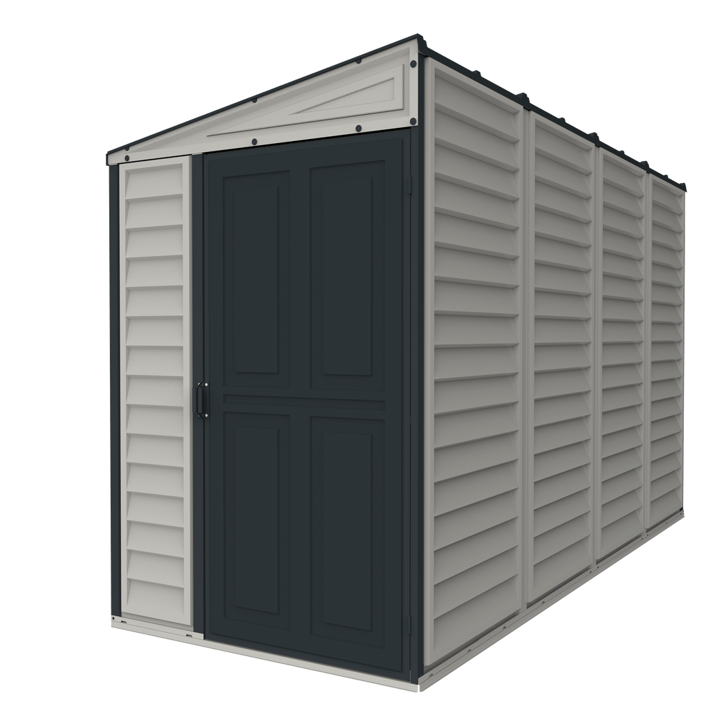 Vinyl Lean-To Shed 3.2 x 1.2 m (4 x 10 ft) Single Door - Grey - image 1