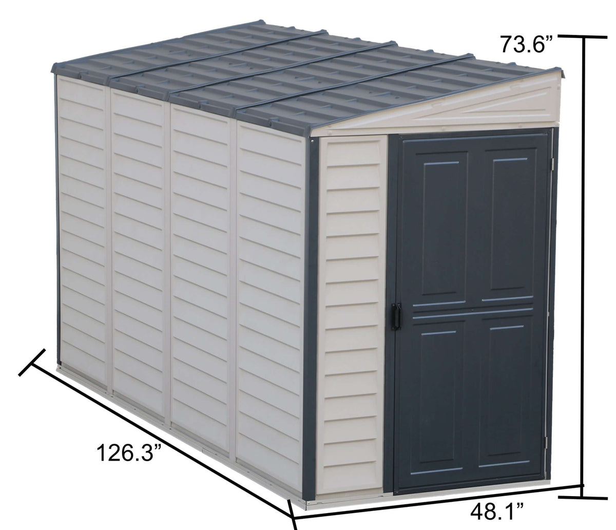 Vinyl Lean-To Shed 3.2 x 1.2 m (4 x 10 ft) Single Door - Grey - image 3