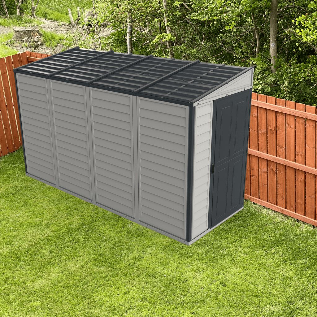 Vinyl Lean-To Shed 3.2 x 1.2 m (4 x 10 ft) Single Door - Grey - image 4