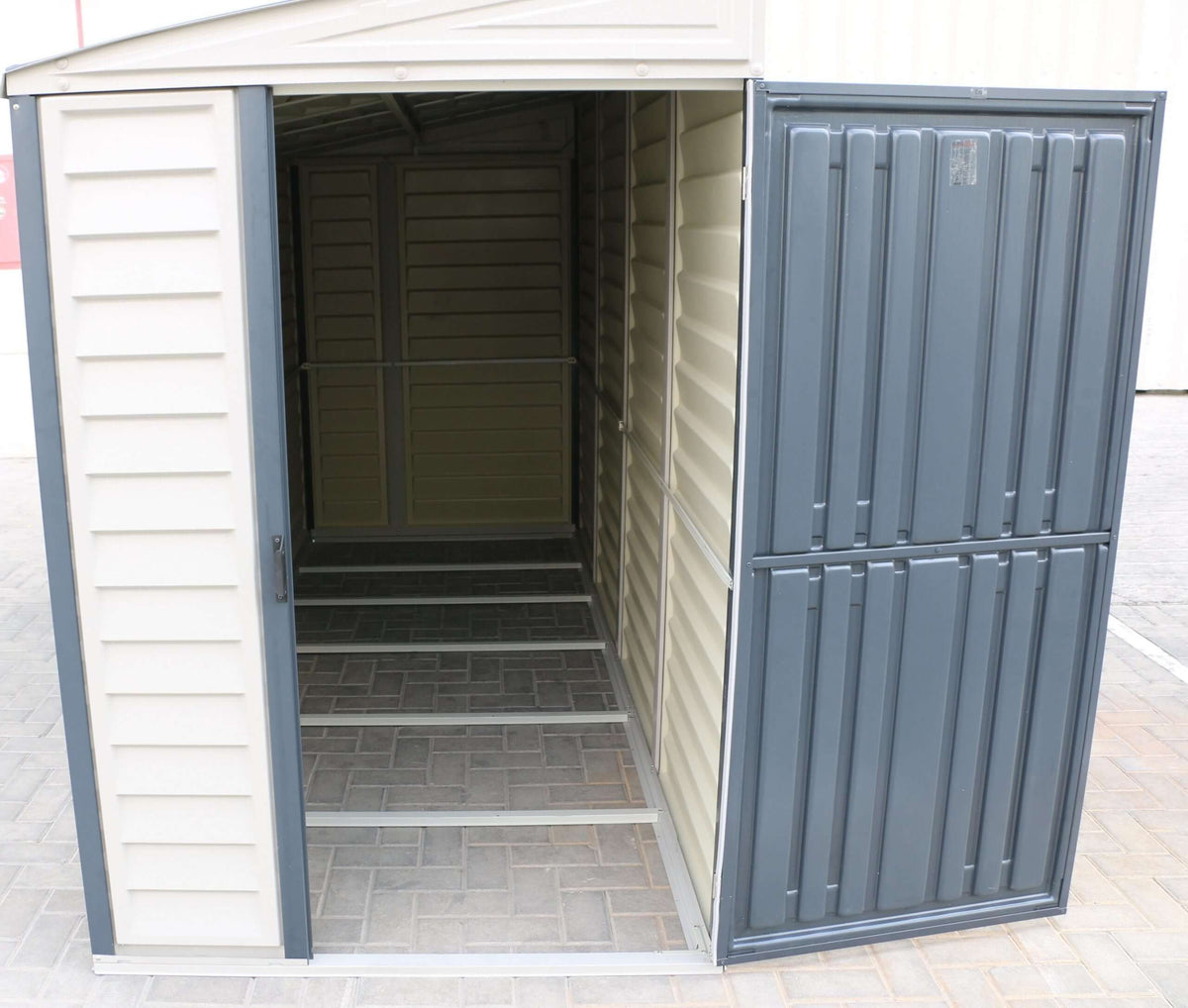 Vinyl Lean-To Shed 3.2 x 1.2 m (4 x 10 ft) Single Door - Grey - image 6