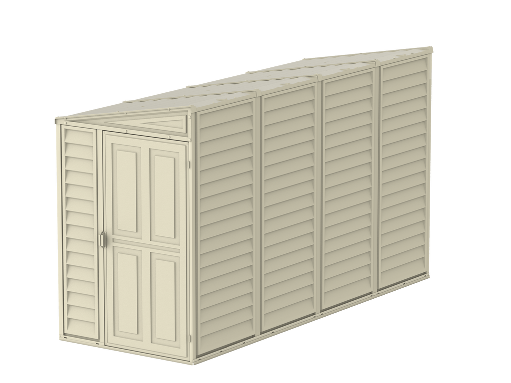Vinyl Lean-To Shed 3.2 x 1.2 m (4 x 10 ft) Single Door - Ivory - image 1