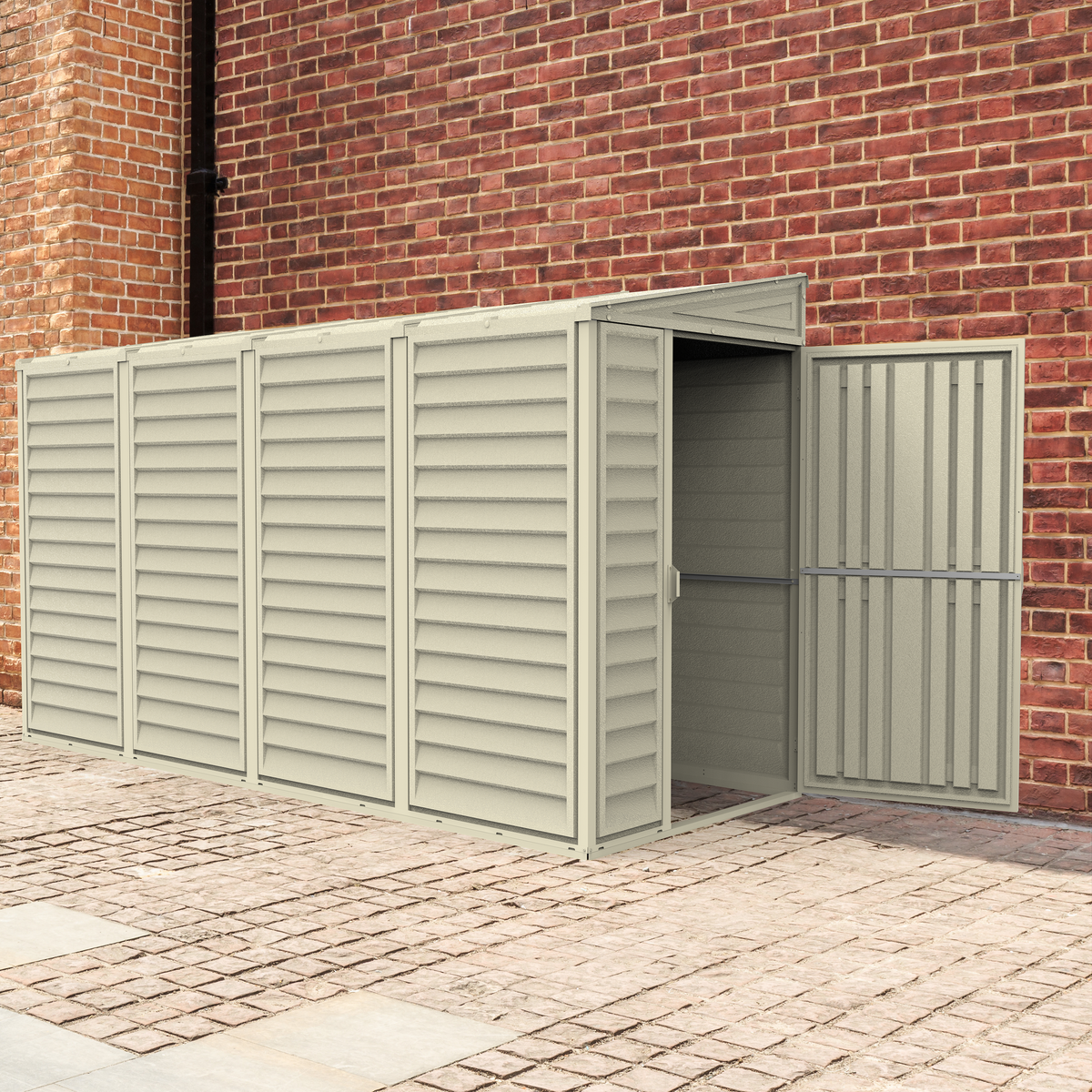 Vinyl Lean-To Shed 3.2 x 1.2 m (4 x 10 ft) Single Door - Ivory - image 13