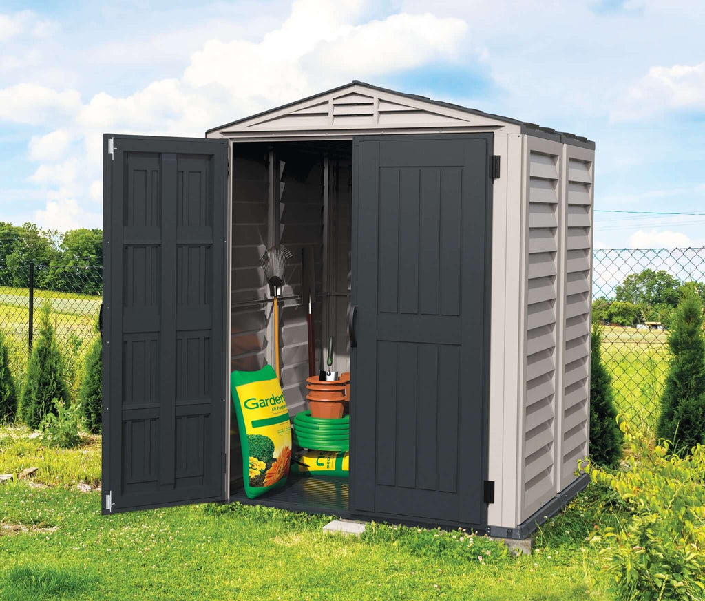Vinyl Pent Garden Shed 1.6 x 1.7 m (5 x 5 ft) with Floor - Grey - image 8
