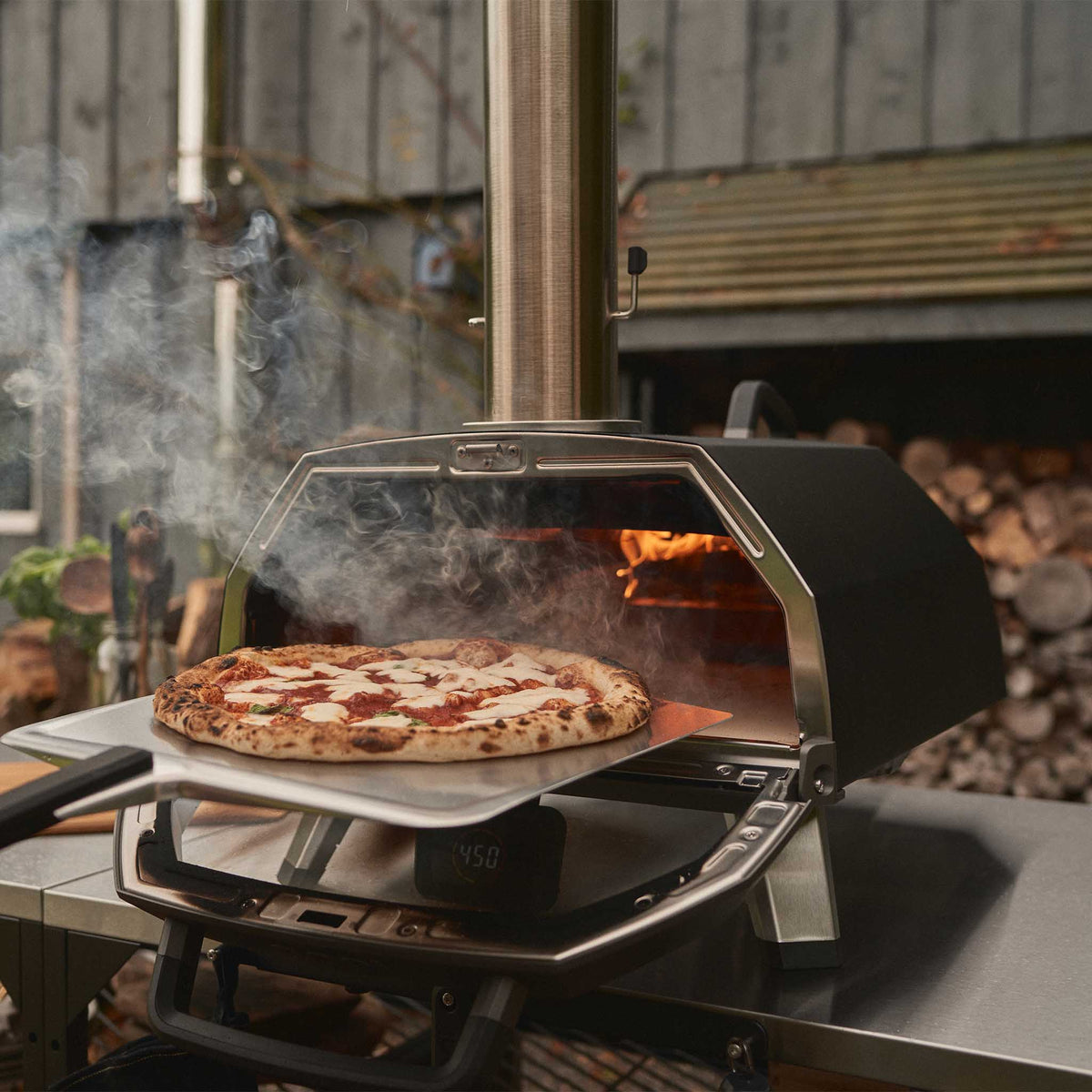Wood and Charcoal Pizza Oven 17 Inch with Glass Door and Bluetooth Probe - image 3