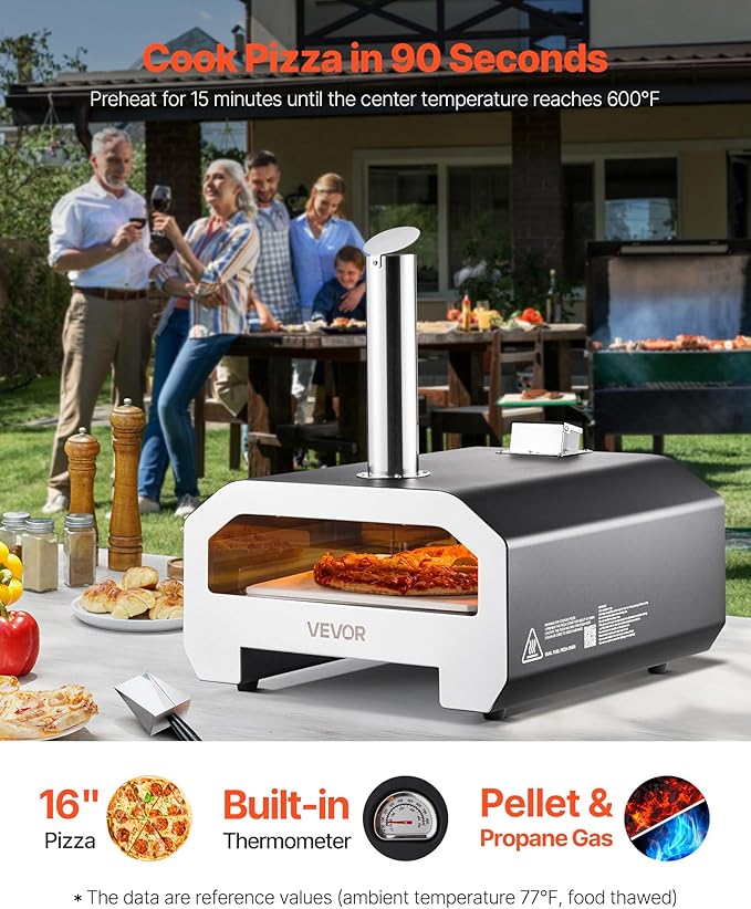 Wood and Propane Pizza Oven 16 Inch Portable with Carry Bag - Matt Black - image 2
