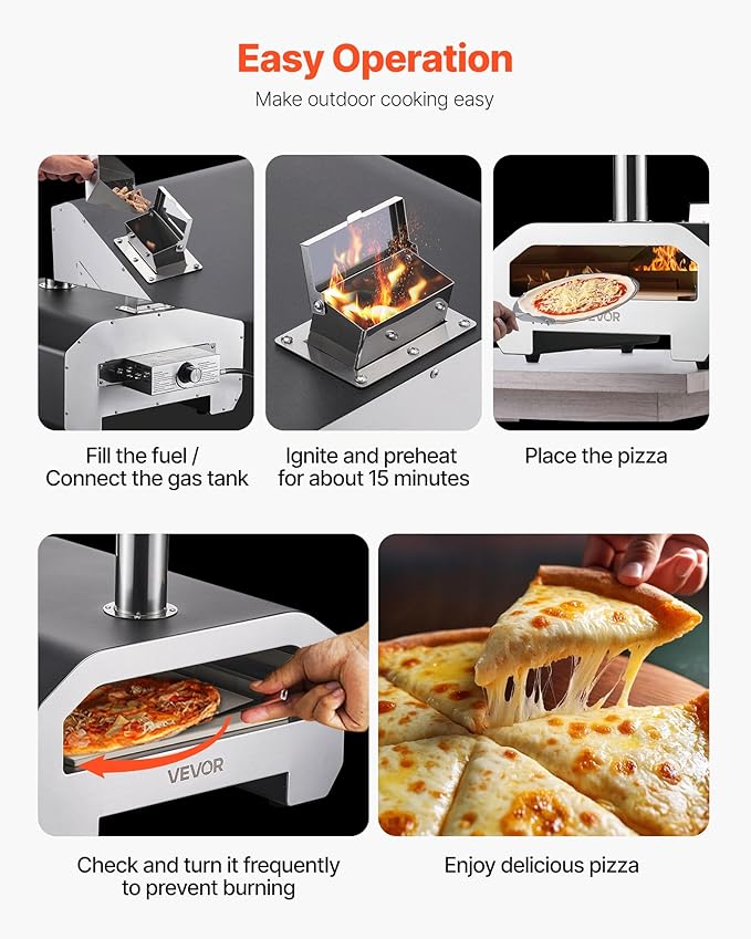 Wood and Propane Pizza Oven 16 Inch Portable with Carry Bag - Matt Black - image 6