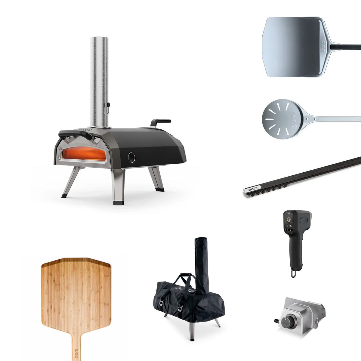 Wood, Charcoal and Gas Pizza Oven 12 Inch Bundle with Cover and Three Peels - image 1