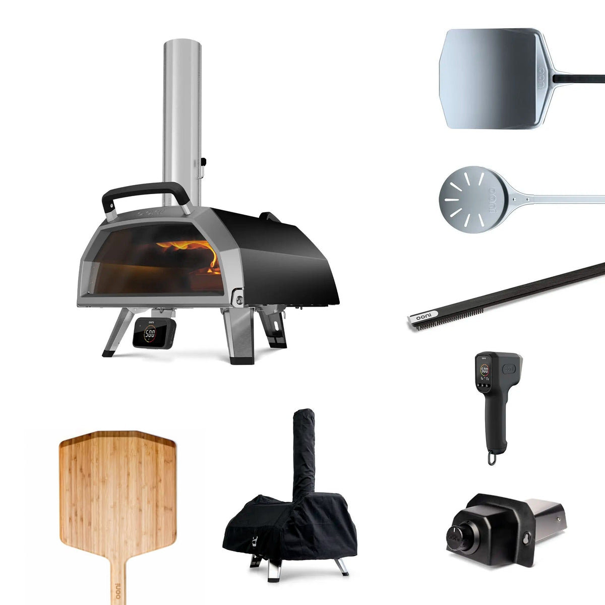 Wood, Charcoal and Gas Pizza Oven 17 Inch Bundle with Cover and Three Peels - image 1