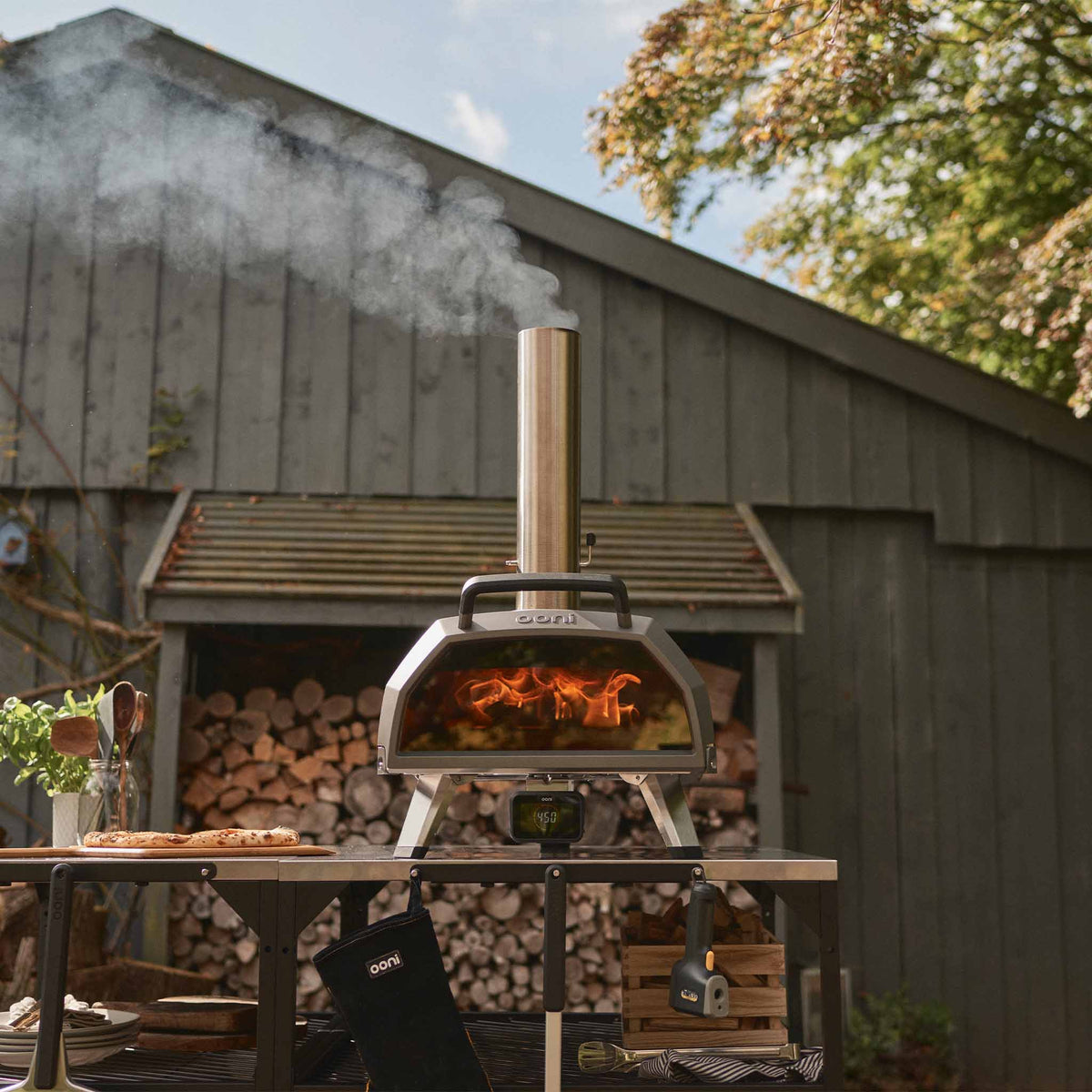 Wood, Charcoal and Gas Pizza Oven 17 Inch with Gas Burner and Glass Door - image 8