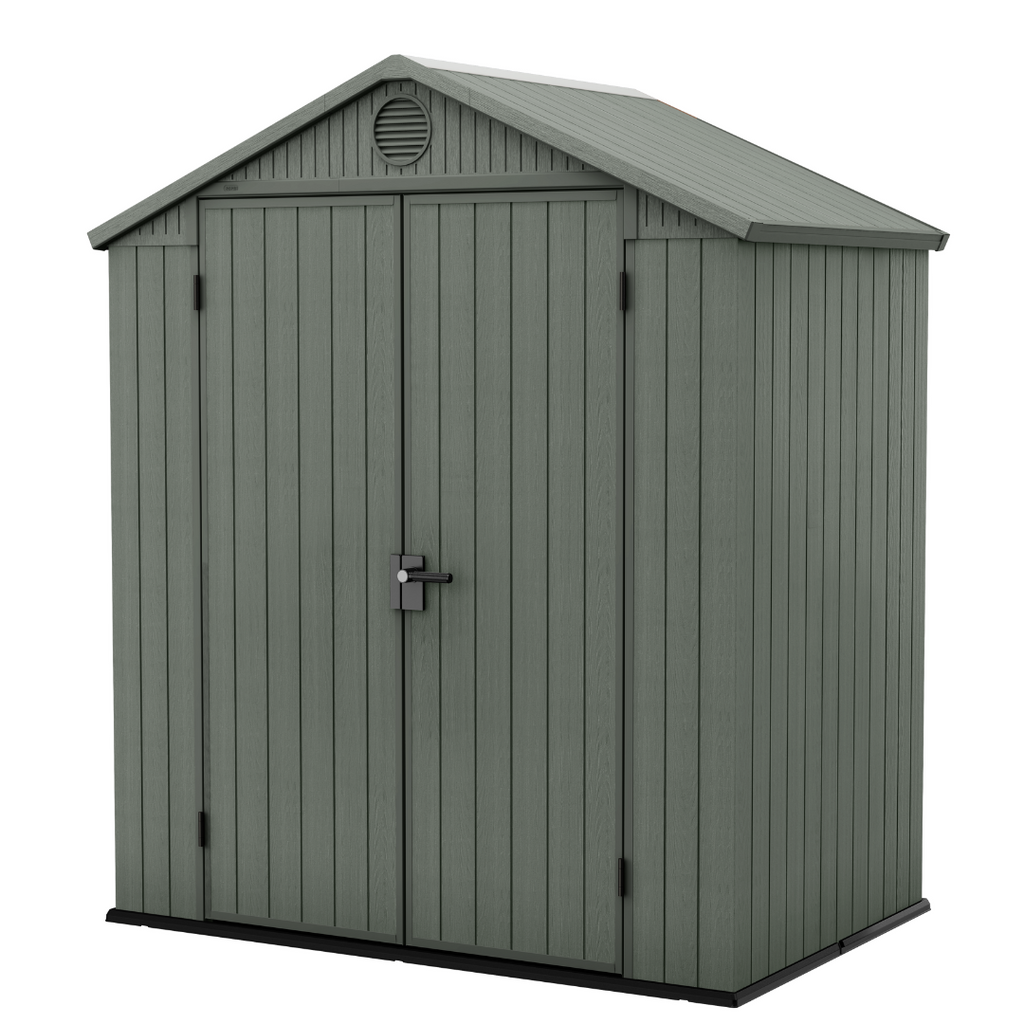 Wood-Effect Resin Garden Shed 1.9 x 1.2 m (6 x 4 ft) with Floor - Green - image 1
