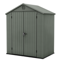 Wood-Effect Resin Garden Shed 1.9 x 1.2 m (6 x 4 ft) with Floor - Green - image 1