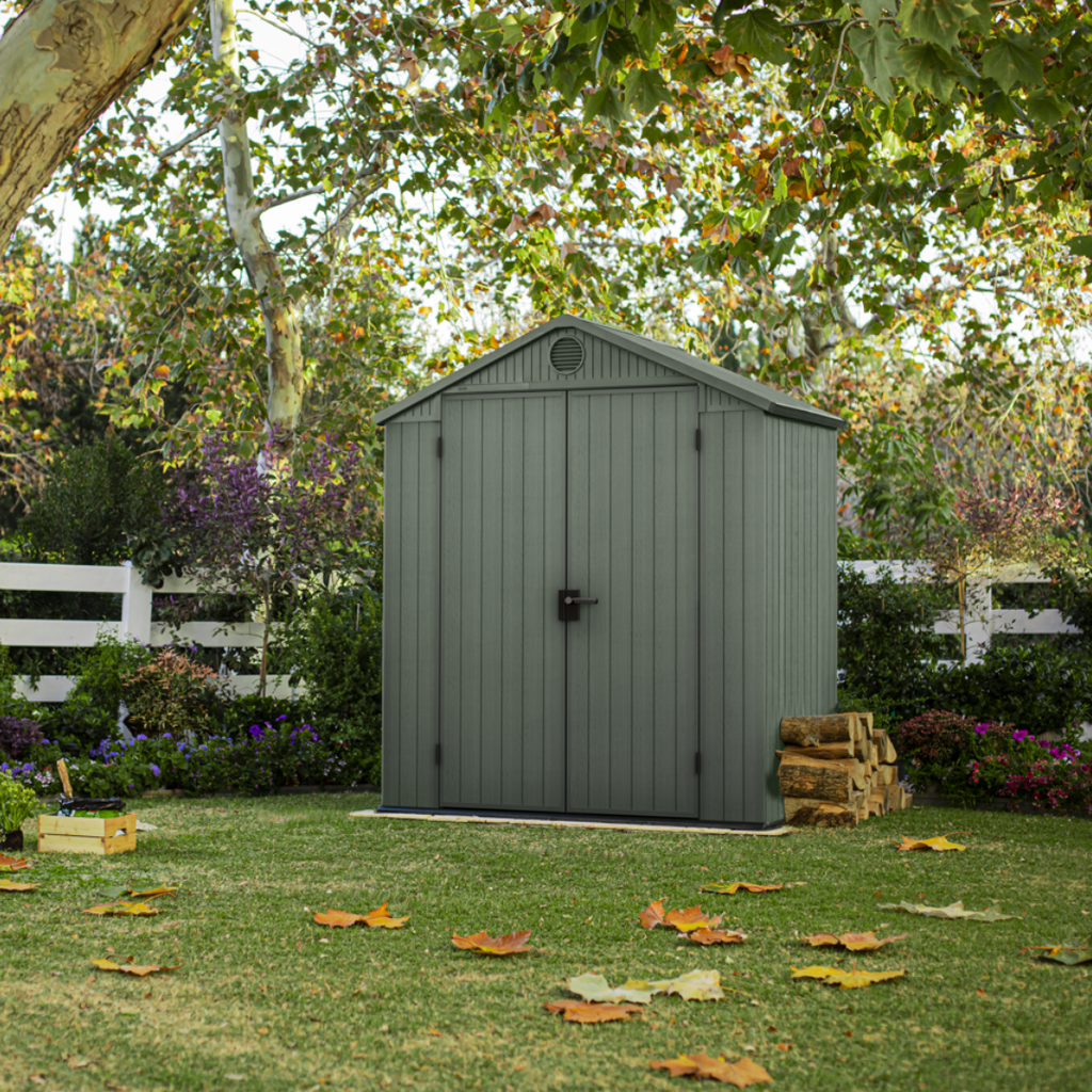 Wood-Effect Resin Garden Shed 1.9 x 1.2 m (6 x 4 ft) with Floor - Green - image 2