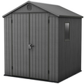 Wood-Effect Resin Garden Shed 1.9 x 1.8 m (6 x 6 ft) with Floor - Grey - image 1