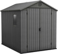 Wood-Effect Resin Garden Shed 1.9 x 2.4 m (6 x 8 ft) French Doors - Grey - image 1
