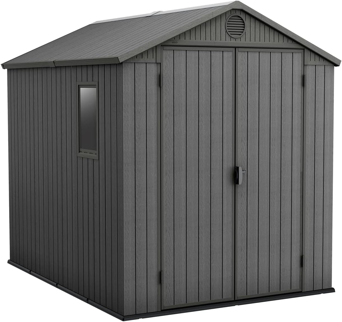 Wood-Effect Resin Garden Shed 1.9 x 2.4 m (6 x 8 ft) French Doors - Grey - image 1